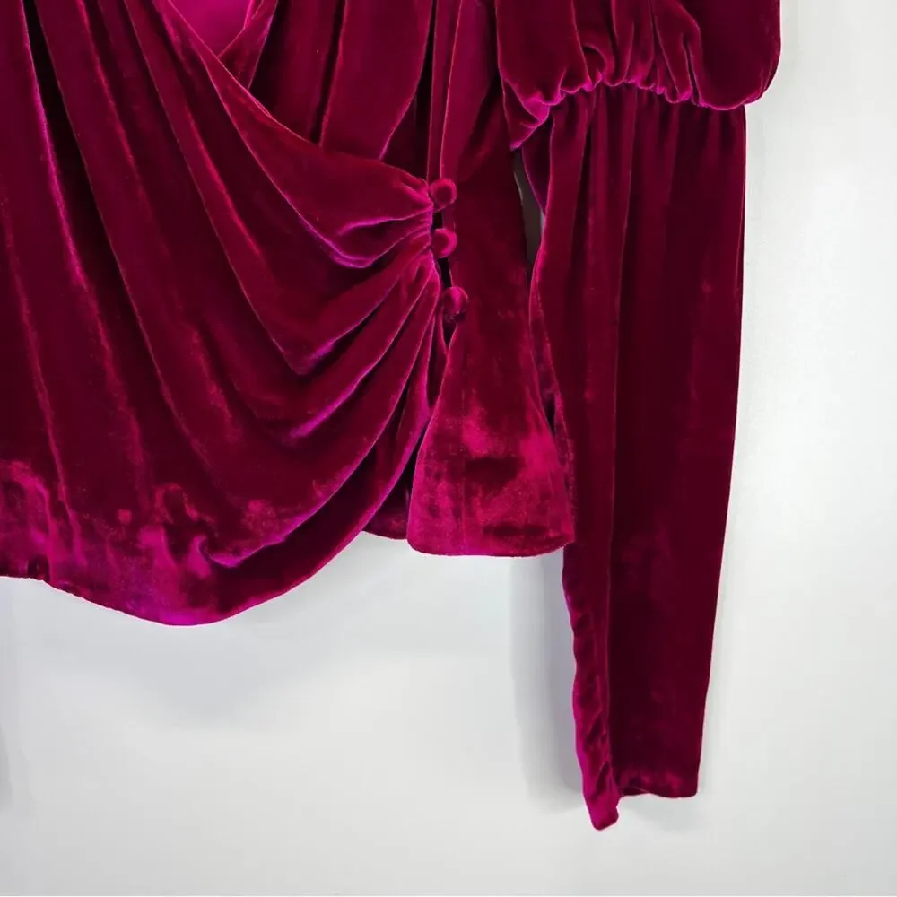 Cinq à Sept Theo Velvet Faux Wrap top pink - XS
